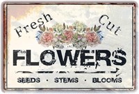 J.DXHYA Tin Signs Fresh Cut Flowers Sign, Flowers