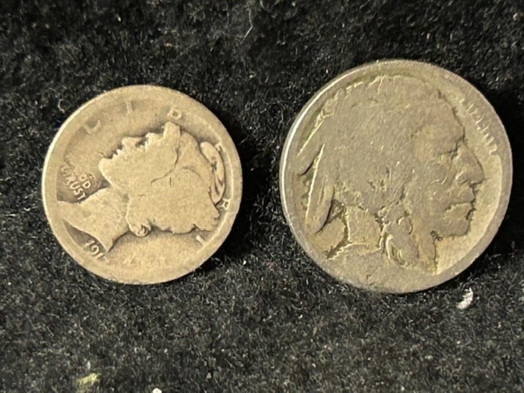two coins dateless, silver