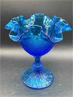 Fenton Glass Blue Tree Of Life Candy Dish