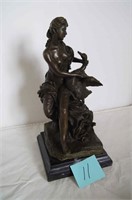 Lady & Swan Bronze Sculpture on Marble Base