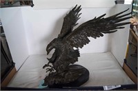Falcon American Eagle Bronze Sculpture on Marble