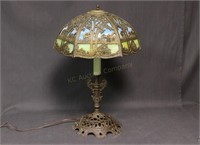 1930s Slag Glass Table Lamp Cherubs