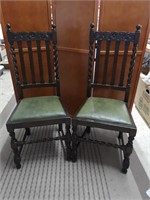 Barley Twist Chairs; wood detailing on top rail.