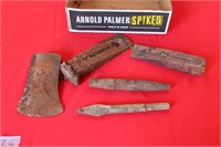 LOT OF WEDGES & AXE HEAD
