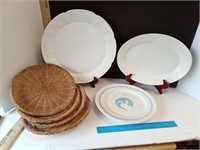 White Platters, Stoneware Moonlight Duck Plate &