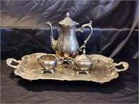 W. M. ROGERS SILVER PLATED TEA SET W/ TRAY