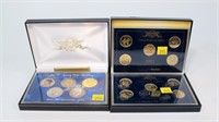 Lot, gold plated year sets, some 90% silver
