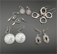 5 Silver-Toned Pair of Pierced Earrings