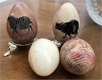 (4) Decorative Eggs with (2) Stands