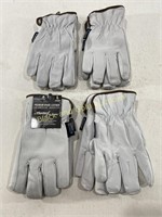 (4) Pair NEW Leather Work Gloves Sz Large