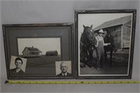 (2) Antique Framed Photographs w/ Horses & Farm+