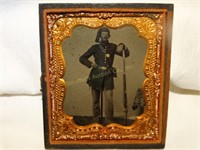 Antique Civil War Soldier w/rifle Tintype Photo (