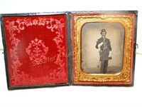 Antique Civil War Soldier w/sword Tintype Photo
