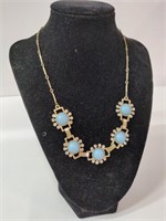 SUMMERY SILVER NECKLACE w/ TIFFANY BLUE CABS