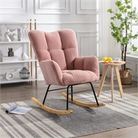 Nursery Rocking Chair  Teddy Fabric (Pink)