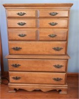 Pine bureau with mirror and matching tall chest