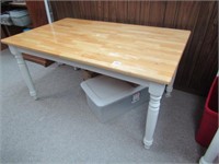 36" X60" BUTCHER TOP TABLE W/ TURNED LEGS ,THE