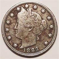 1883 'No Cents' Liberty Head V Nickel - Sharp!