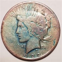 1922 Silver Peace Dollar - Circulated Toner