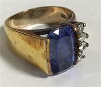 Sterling Silver Ring, Blue And Clear Stones