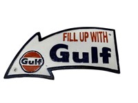 Fill Up With Gulf Gasoline Cast Iron Plaque Sign