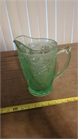 TIARA CHANTILLY GREEN GLASS PITCHER
