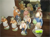 8 old men and women figurines