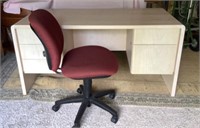 Blond Wood Desk & Red Chair