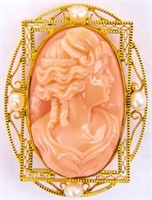 Jewelry 14kt Yellow Gold Cameo Pendant / Brooch