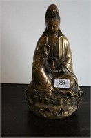 Brass guanyin sculpture dressed in