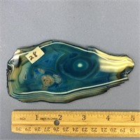About 5.5" blue agate slabs           (g 22)