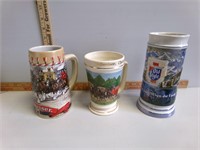 2 Budweiser and 1 Old Style Stein