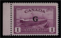 1950 Canada Train Ferry 1 Dollar Stamp Overprint G