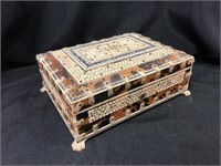 Antique Tortoise Shell Inlaid Jewelry Box
