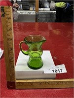 Vintage crackle glass green pitcher