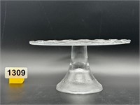 Smaller embossed glass cake stand riser