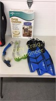 Aqua Lung Snorkel And Fins, Medline Foam Cushion