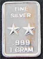 1 gram Silver Ingot - Major General, .999 Fine