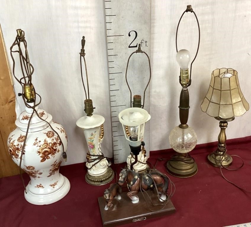 Six Vintage Lamps