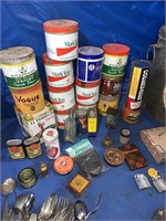 Miscellaneous silverware, tobacco cans, imperial