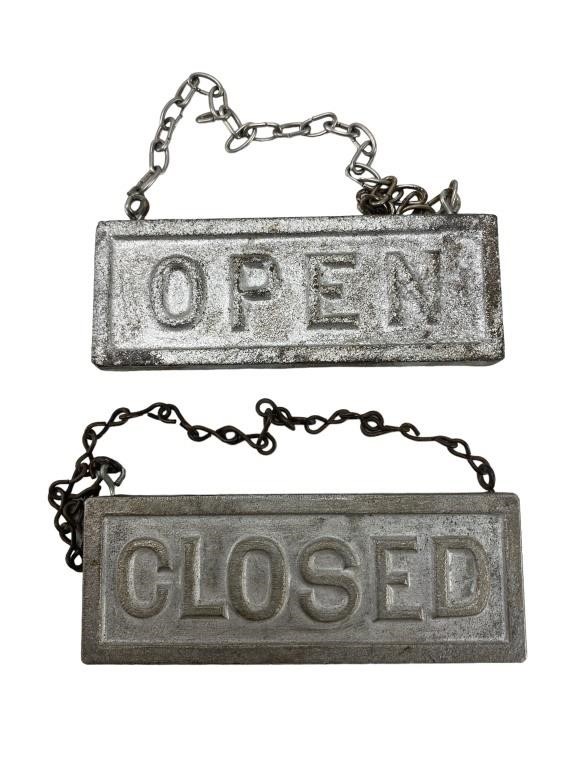 Small Metal Open and Closed Signs