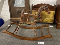 1920'S/1930'S DARK STAINED ROCKING HORSE