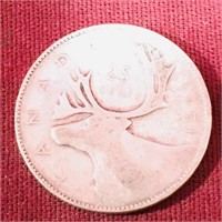 Silver 1951 Canada 25 Cent Coin