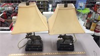 Metal Moose & Books Desk Lamps