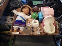 Doll, Carriage Planters, Dishes