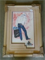 P729- Signed And Matted Watercolor Cowboy Art