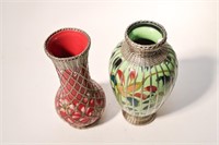 JAPANESE SILVER OVERLAY VASES