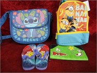 Lilo stitch purse, little mermaid sandals, bag