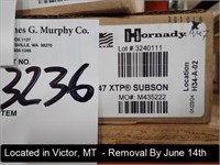 CASE OF (250) ROUNDS OF HORNADY 9MM LUGER 147 GR