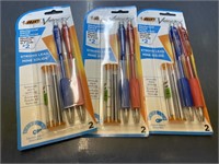 3 packs bic lead pencils with refills 0.7mm 2@